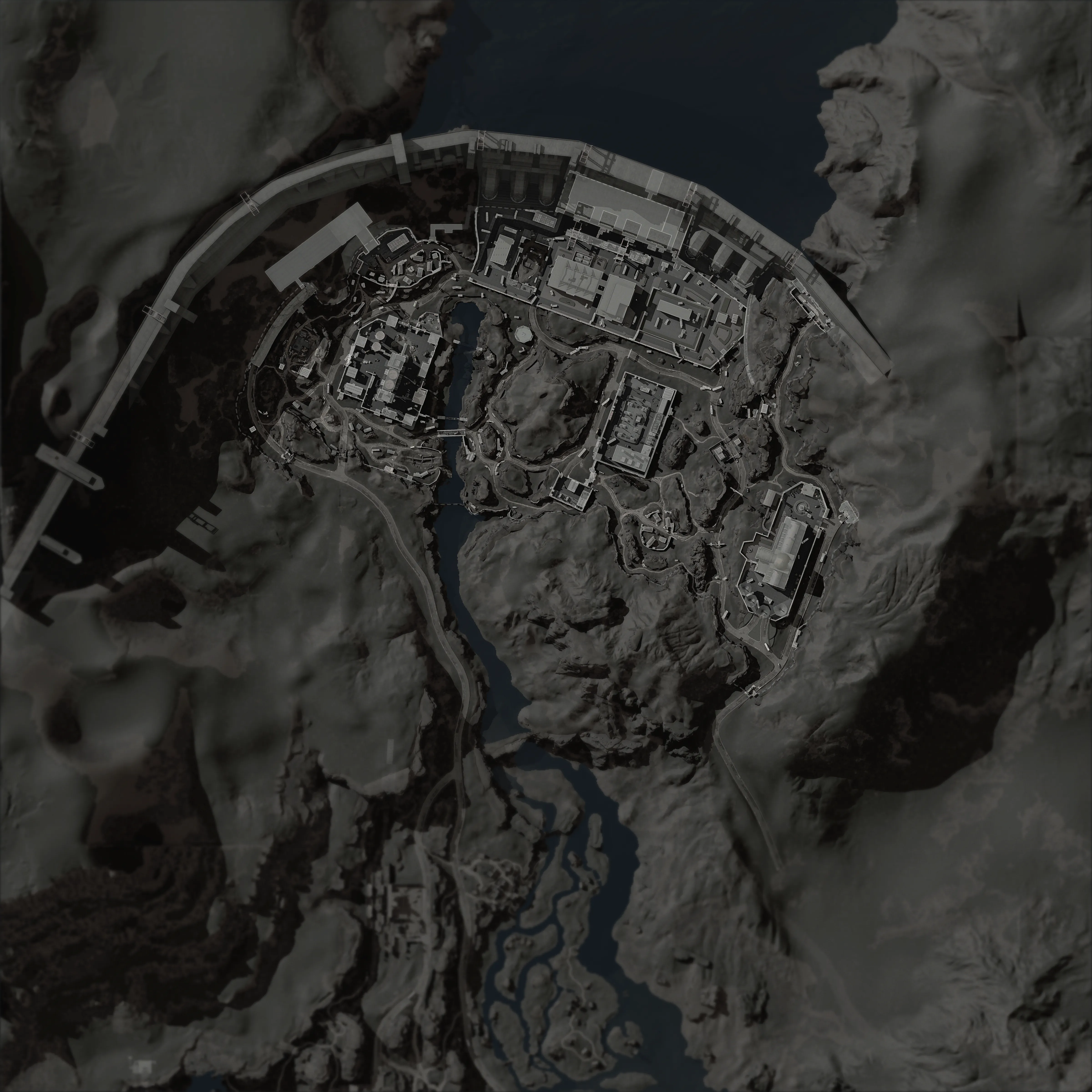 Official Delta Force Zero Dam interactive tactical map satellite reconnaissance overlay with evacuation gates, keycard rooms, and protocol crates
