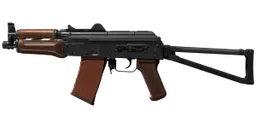 AKS-74 assault rifle: folding-stock Kalashnikov platform with side-folding metal stock, curved magazine and classic Russian gas-operated rotating bolt design