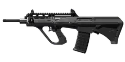 Steyr AUG bullpup assault rifle: compact Austrian-designed bullpup configuration with integrated optic, polymer stock and short barrel profile